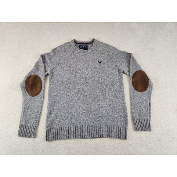 American Eagle Outfitters Other - American Eagle Y2K Athletic Fit Crew Neck Sweater Gray w/Elbow Patches Medium